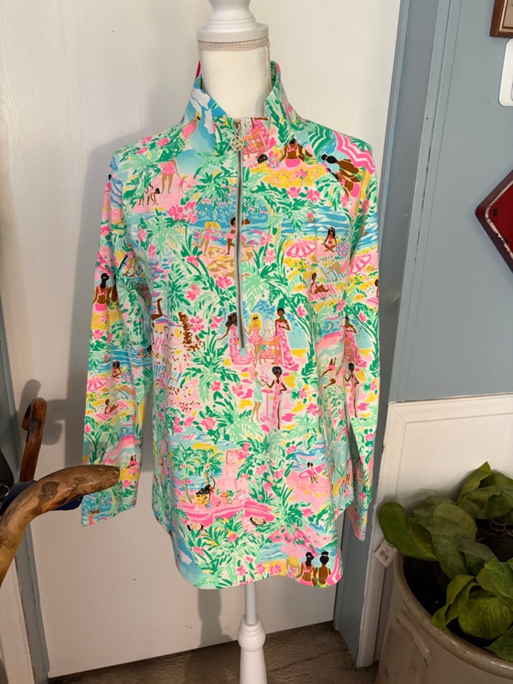 Lilly Pulitzer Multicolor Tropical Print Zip-Up Jacket Lets Get Together Print